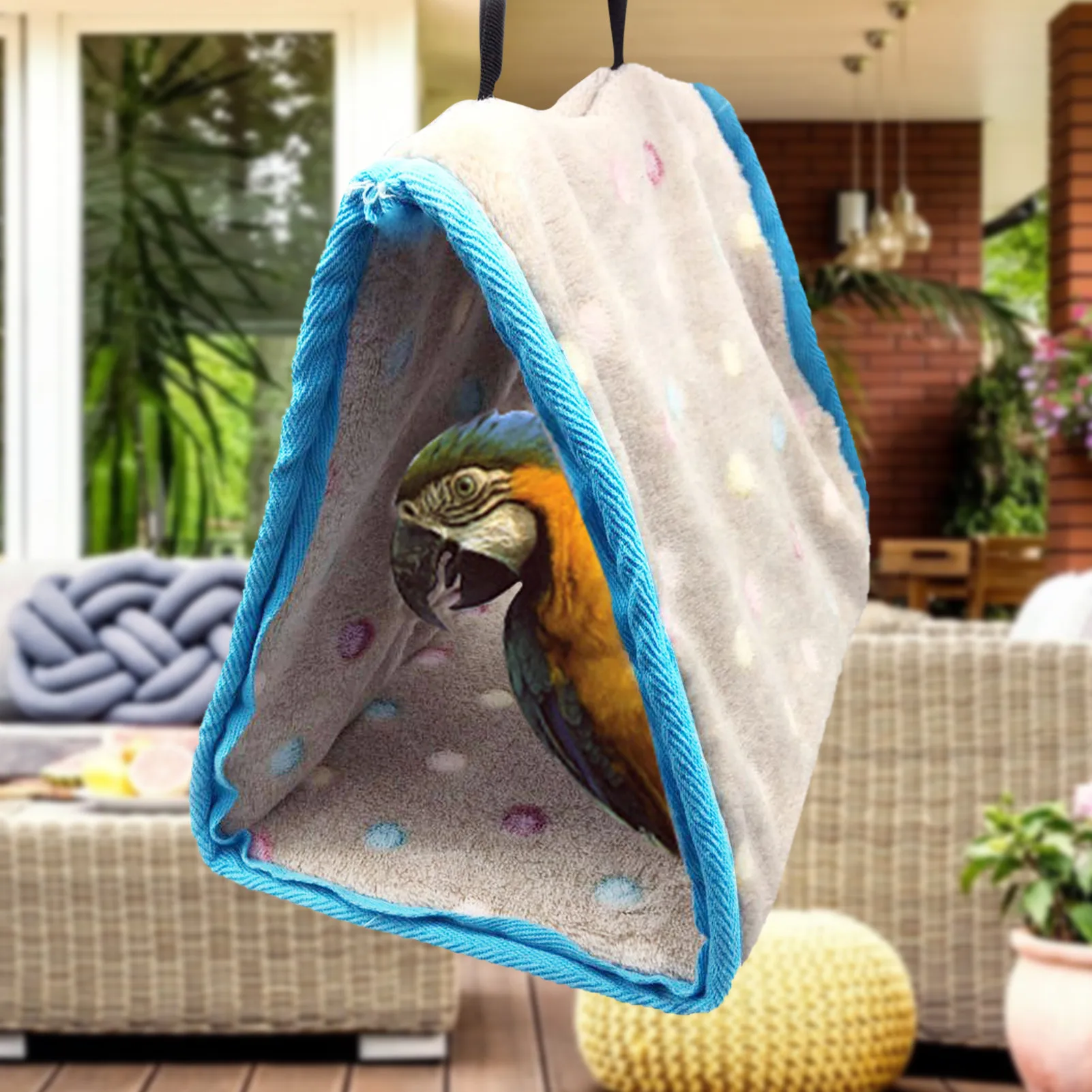 Peony Parrot Hammock Bird Nest Warm Soft Plush Hanging Cage Tent For