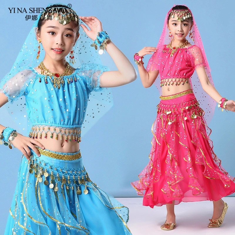 AK002 NEW Girls Kids Belly Dance Costume Indian Bollywood Oriental Carnival Set 