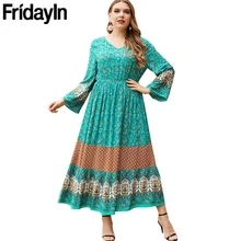 

Fridayin Plus Size Vestidos Abaya Dubai Long Maxi Dress Femme Robe Ete Clothing Dresses For Women Vestido De MujerClothes