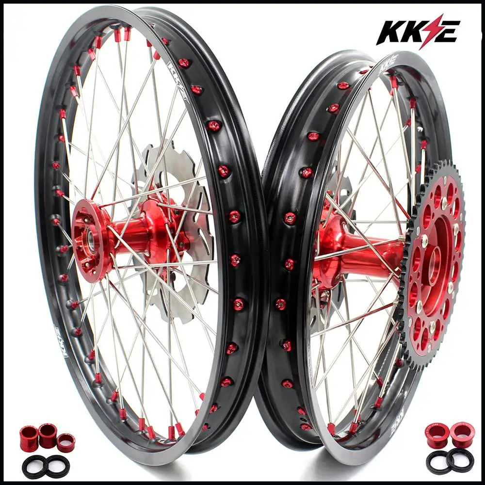 21/18 литья полный эндуро колеса Набор для HONDA CRF250R 2004 2013 CRF450R 2002 2012 240 мм диски черный