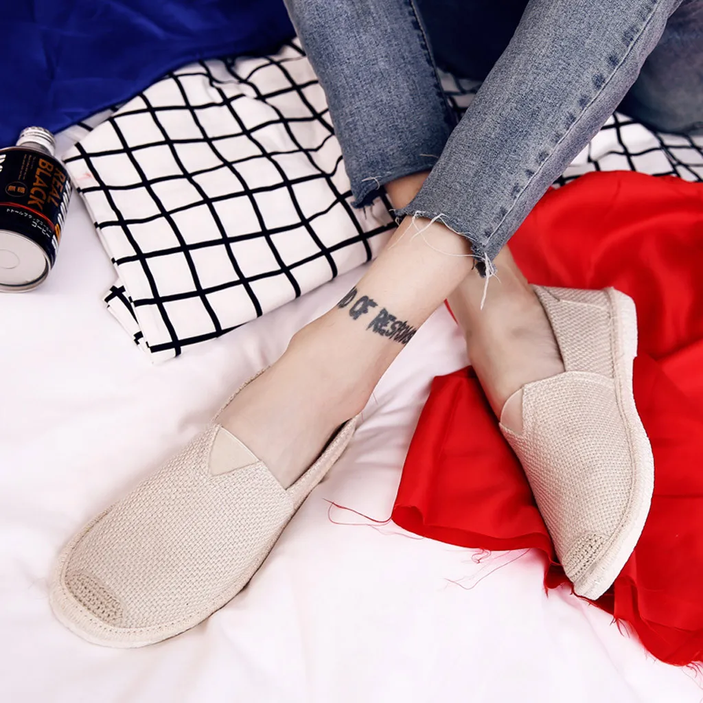 Fashion Sneakers Men Linen Soft Round Head Bottom Set Foot Casual Sports Shoes Lazy Shoes Puls size Fashion Simplicity