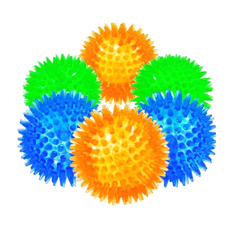 TPR Pet Dog Ball Squeak Toys For Golden Retriever Large Dogs Spiked Super Elastic Sound Chew Tooth Cleaning Puppy Toy | Дом и сад