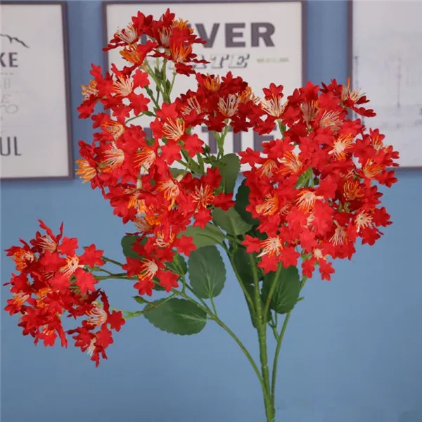 Fake Long Stem Hydrangea(5 stems/piece) 33.86" Length Simulation Guelder-Rose for Wedding Home Decorative Artificial Flowers - Цвет: Красный