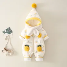 Baby Autumn And Winter Clothes Thickened 1-3 Months Girl Outing Holding Princess One-piece Hooded Winter Clothes Ropa De Bebe