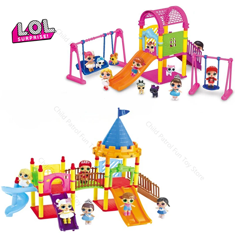 

LOL Surprise Dolls Original Toy DIY Paly House Amusement Park Swing Slide Airplane Pink Sports Car Toys for Girls Birthday Gifts