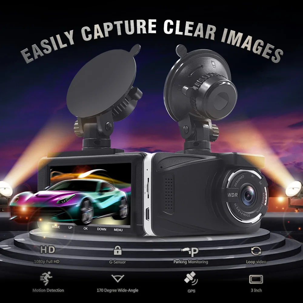 Мини Автомобильный видеорегистратор с gps H191 Full HD 1080P 3,0 дюймов с одним объективом видеорегистратор автоматический Регистратор цифровые видеорегистраторы
