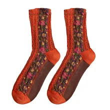 Dreamlikelin/Этнические винтажные шерстяные носки с цветами; сезон осень-зима; женские носки-лодочки; милые носки; подарки