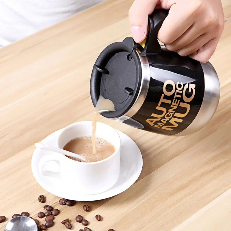 Tazas кофейная кружка из нержавеющей стали с магнитным самоперемешиванием, автоматическая крышка, кружки для смешивания молока, электрический ленивый умный шейкер, кофейная чашка