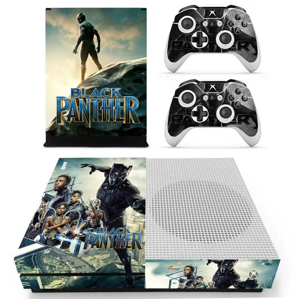 Черная пантера наклейка s для Xbox One S виниловые наклейки на кожу наклейки Pegatinas для Xbox one тонкая консоль и два контроллера шкуры - Цвет: YS-xboxoneS-1190