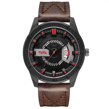 

Men Quartz Watch Waterproof Sports Wristwatch Calendar Display Anti-scratch Alloy Case PU Wrist Band Gift for Chirstmas Birthday