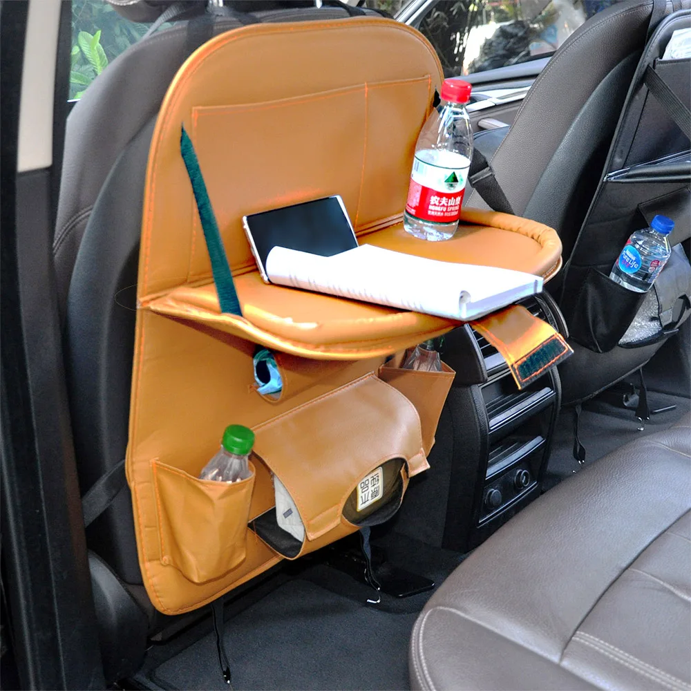 Voiture - Siège arrière - Organiseur - Beige - Avec table pliable -  Plateau