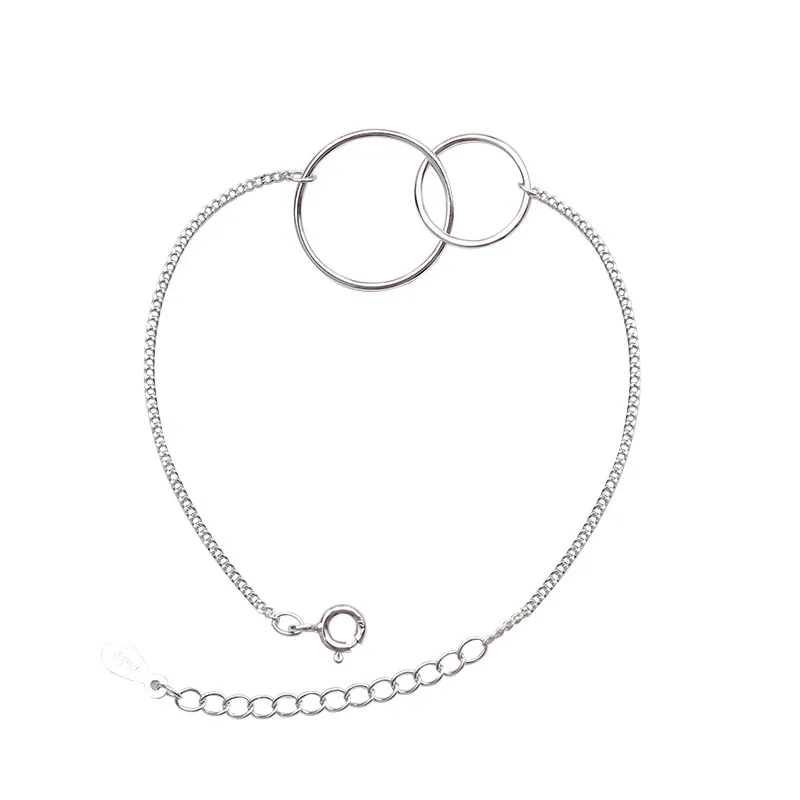 Настоящее 925 пробы, серебряный минималистичный геометрический круглый панк браслет, хорошее ювелирное изделие для женщин, вечерние модные аксессуары, подарок