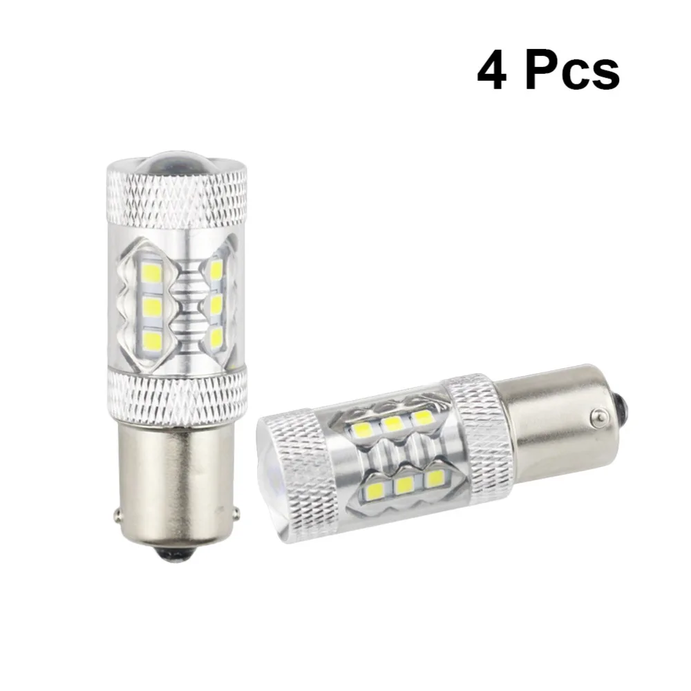 4pcs 80W 3030 16SMD BA15S P21W LED Car Tail Bulb Brake Lights Auto Reverse Lamp Daytime Running Signal Light | Автомобили и