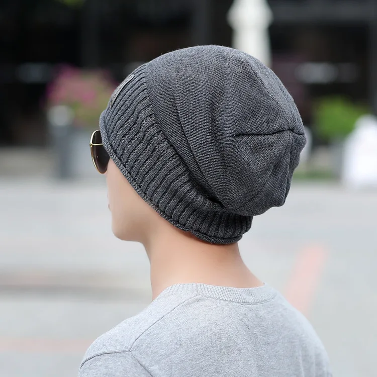 Winter men's hat plus velvet plus thick wool knitted hat autumn and winter sky bag head hat outdoor riding hats