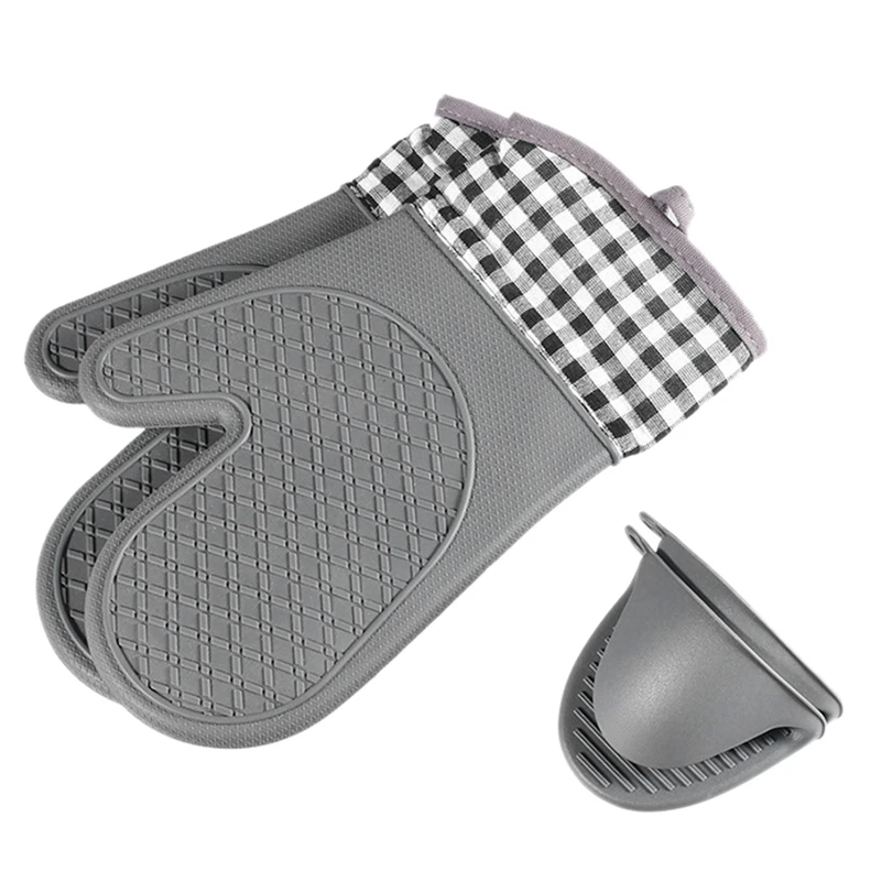 

Silicone and Cotton Gloves Are Suitable for Household Kitchen Cooking, Baking, Microwave Ovens 1 Pair