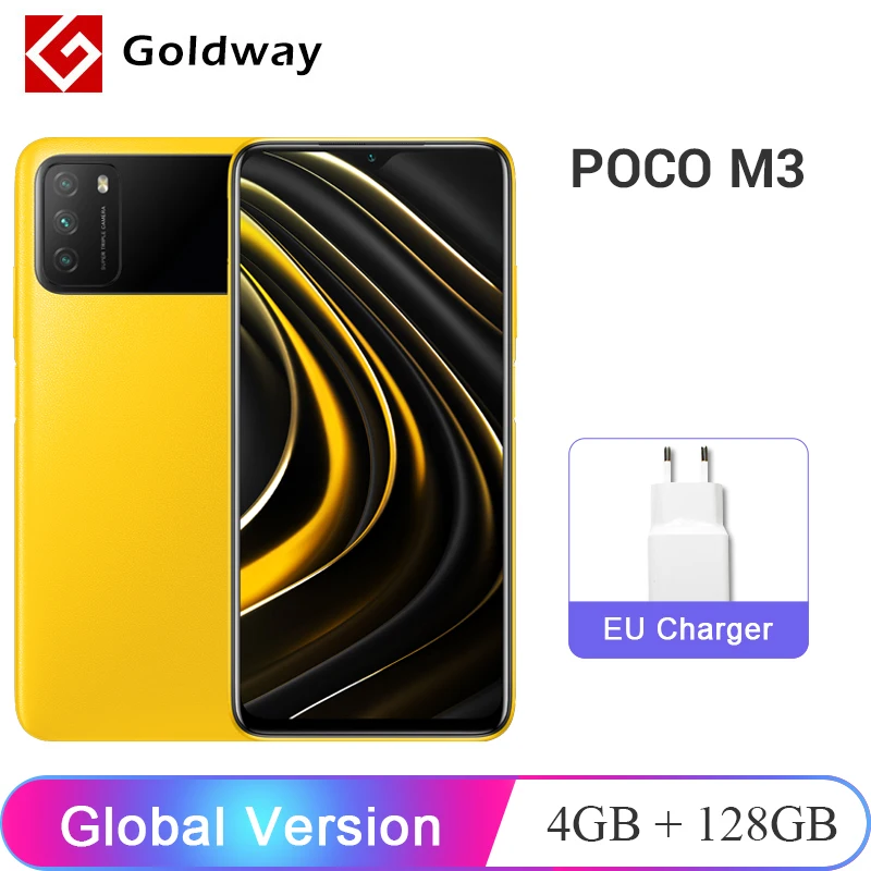 Version mondiale POCO M3 4GB 128GB Snapdragon 662 Octa Core 6000mAh batterie 48MP Triple caméra 6.53