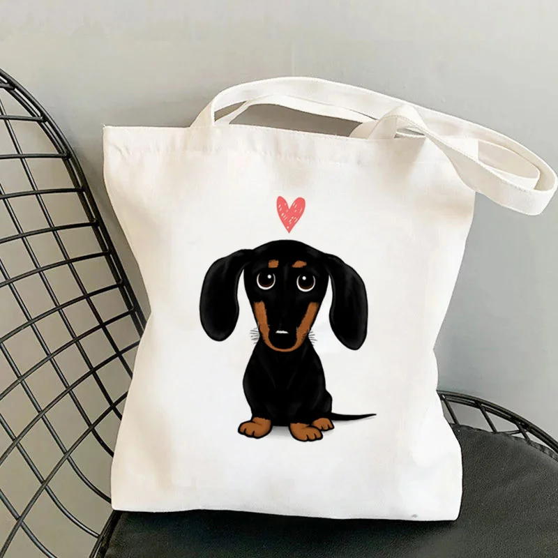 

Shopper Black and Tan Dachshund Dog Printed Tote Bag women Harajuku shopper handbag girl Shoulder shopping bag Lady Canvas Bag