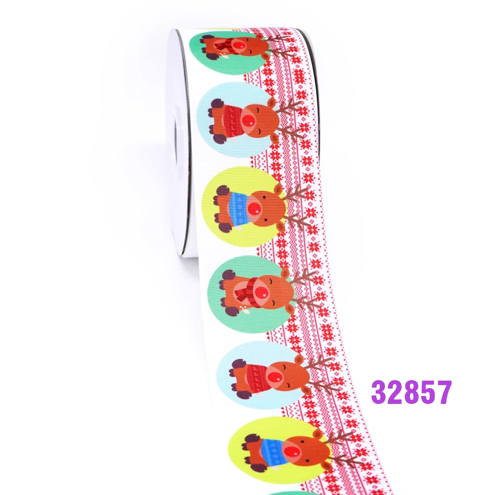 32857 50 ярдов в Размер Рождественская лента напечатанная grosgrain лента 32683 - Цвет: 32857