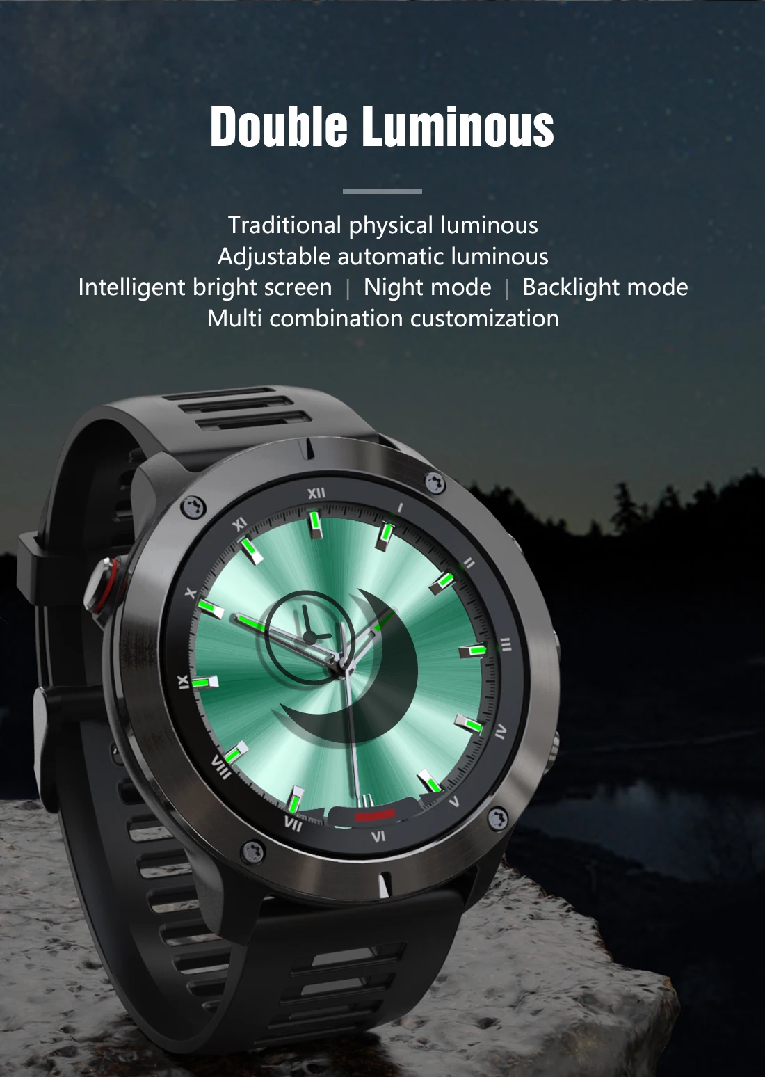 Dual Time Hybrid Smart Watch Men 2022 Digital Screen Remind Call Herat Rate Tracker Stainless Steel Fitness Smartwatch