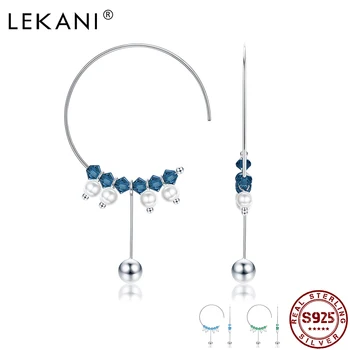 

LEKANI S925 Sterling Silver Earrings Fashion Color Zircon Women's Simple Earrings 2020 Hot Sale Romantic Engagement Party Gift