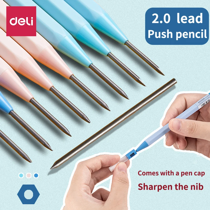 Deli 2.0 thick core automatic pencil pupils 2b press the to replace hb without sharpening test pen | Канцтовары для офиса и