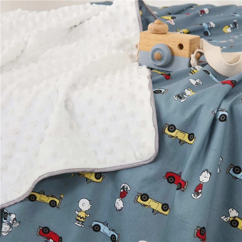 Baby Quilt Double Sided Blanket Fleece Kids Cartoon Blanket Towel Travel Office Sofa Bedspread Knee Blanket Soft Stroller Cover