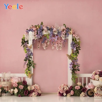 

Yeele Photophone Pink Flower Wedding Curtain Door Stage Baby Newborn Portrait Photo Background Photographic Backdrop Shoot Props
