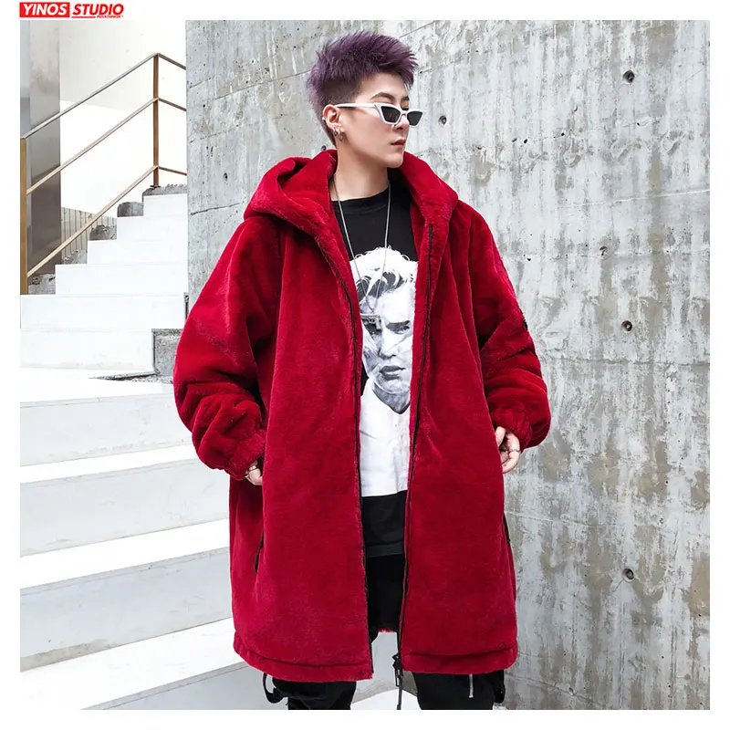 Dropshipping Cotton Outwear Solid Hip-Hop Tops 2019 Autumn Male Lengthen Parkas Japanese Winter Streetwear Thick Coats