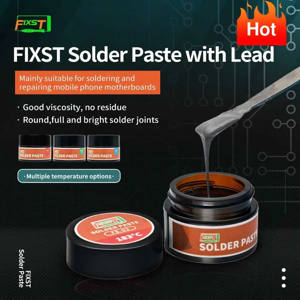 Pasta de soldadura FIXST de alta capacidad, 183/158138/℃, con pasta de estaño de plomo para reparación de placa base, conjunto de herramientas de reparación de Iphone, 90G, novedad