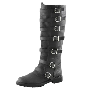 

Knight Fashion Over Knee Round Head High Boots Women Buckle Sexy Low Heels High Heels Platform Women Shoes Woman