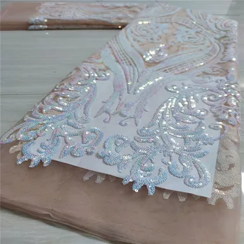

African Lace Fabric pink 2021 yellow High Qulity Latest Nigerian Wedding Lace Fabrics Embroidered Tulle French Laces Material
