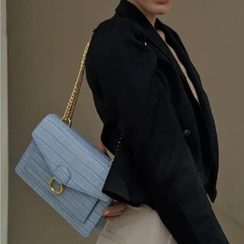 

Fashion Crocodile Chain Small Square Bag 2020 New Luxury Flap Handbags Women Bags Designer Pu Leather Shoulder Messenger Bags