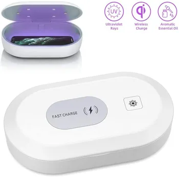 

Phone Sanitizer Sterilization UV C Box Fast Wireless Charger with Aroma Diffuser For Smart Phones Makeup Tools Watches Jewelry
