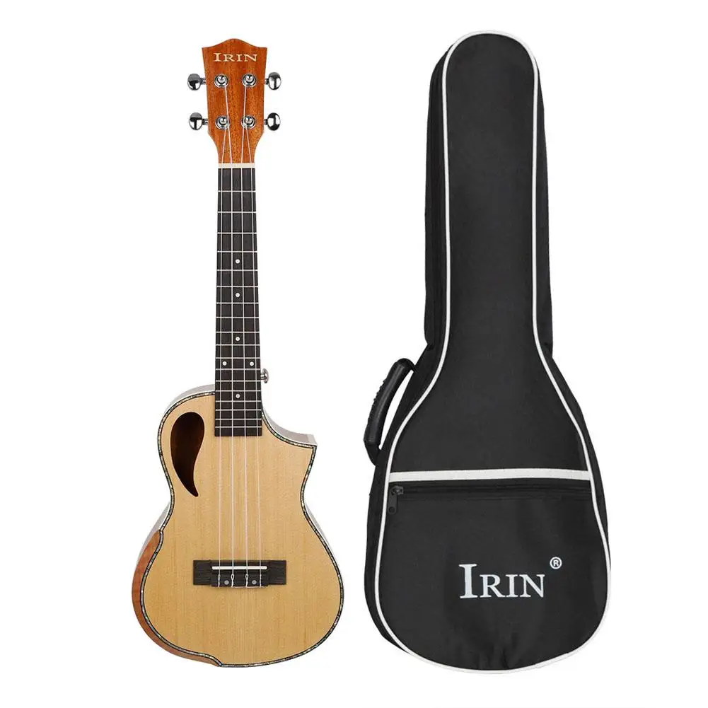 

23-inch Ukulele Spruce Wood Panel Cutaway Arm Guard Wood Color Ukulele 4 Strings Hawaiian Musical Instruments for Music Lovers