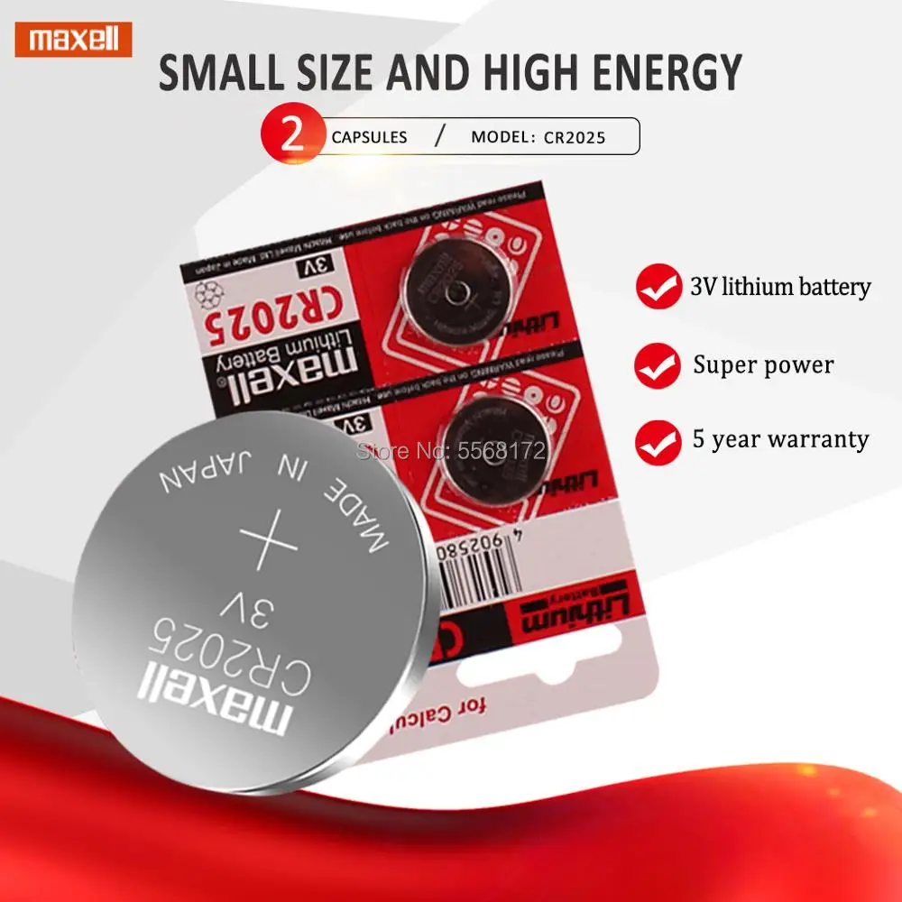 Оригинальный бренд для maxell 2pc cr2025 ECR2025 BR2025 DL2025 KCR2025 LM2025 3v кнопочный аккумулятор