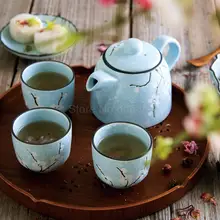 Японский и ветер ручная роспись сливы керамический чайный сервиз цветочный чайник, чайная чашка, фарфоровый чайник и чашка