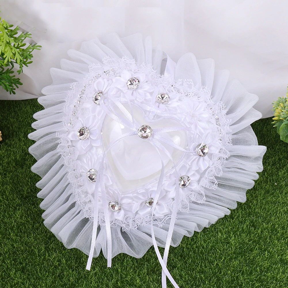 Paper & Party Supplies Ring pillow heart white red ring carrier pillow