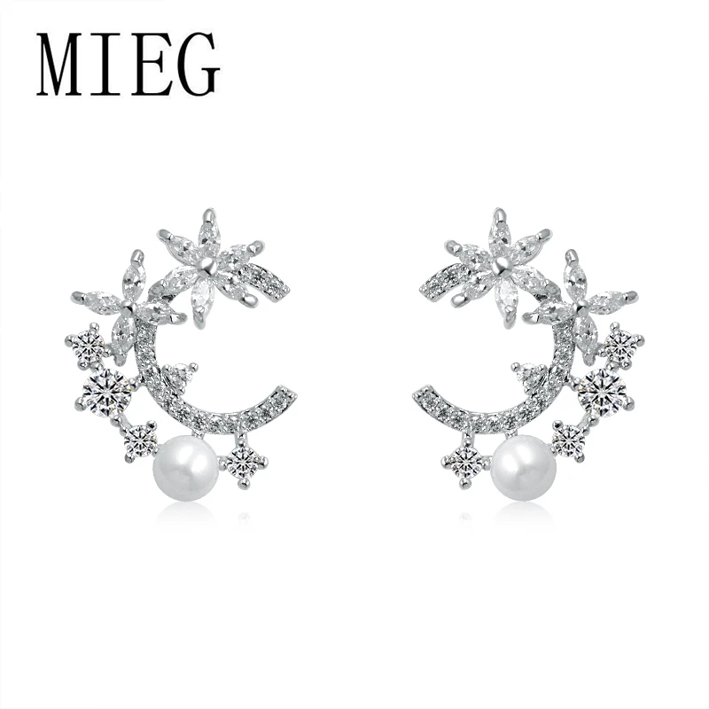 

New Arrival Cubic Zirconia CZ Crystal Plant Stud Earring for Women in Gold / Silver Color Plated