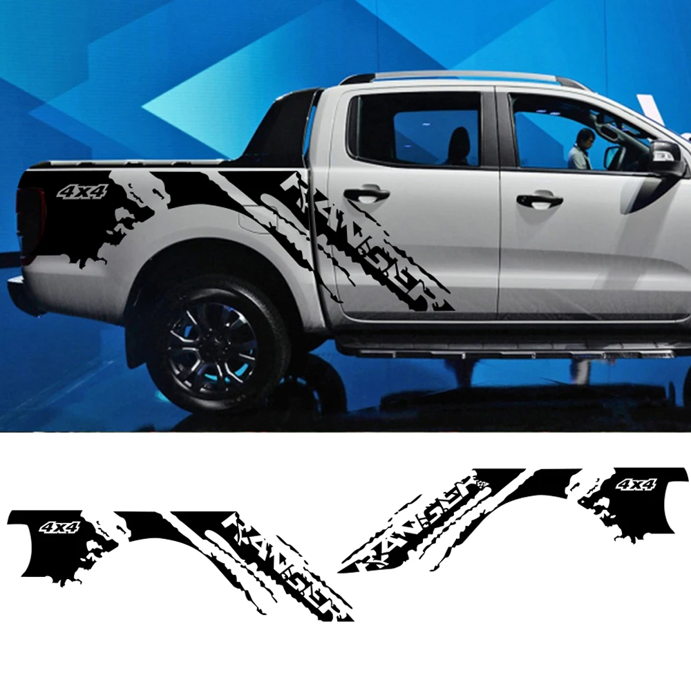 2PcsPickupStickersCarTrunkSideDecalsForFordRangerTruck4x4