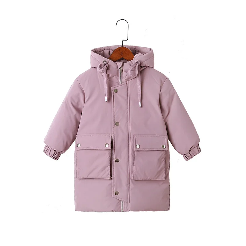 Куртки для девочек; Детское пальто для мальчиков; зимние пуховики для девочек; детская верхняя одежда и пальто; повседневная одежда для девочек; осенне-зимние парки - Цвет: Фиолетовый