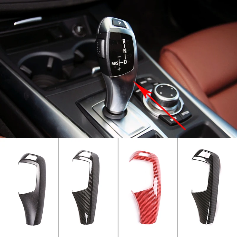 

LHD For BMW E60 E70 E71 5 Series X5 X6 Carbon Fiber Car Interior Gear Shift Knob Cover Decoration Auto Gear Head Cover Trim