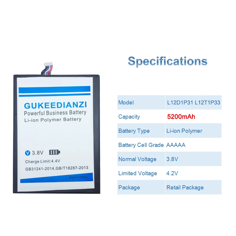 GUKEEDIANZI L12D1P31 L12T1P33 планшет литий-ионный полимерный аккумулятор Батарея 5200 мА-ч для lenovo IdeaTab lepad A1000 A1010 A5000 A3000 A3000-H