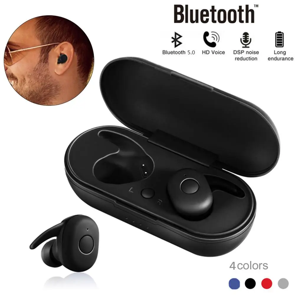 DT-1 мини-наушник bluetooth TWS V5.0 настоящие беспроводные наушники стерео водонепроницаемые спортивные наушники с микрофоном зарядная коробка