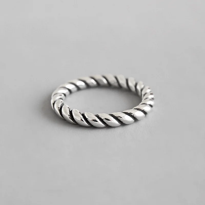 

EDS Sterling Silver Rings Wedding Rings 925 Silver Twist Korean Women Fashion Jewelry Wide Couple Rings Adjustable Crown Ring