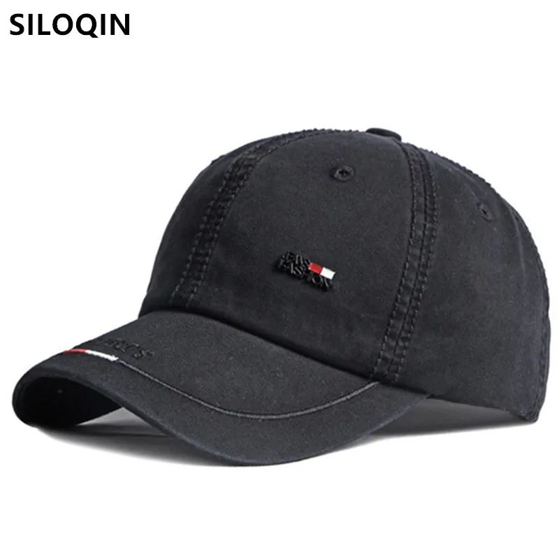 

SILOQIN Men Women New Washed Cotton Baseball Caps Snapback Cap Adjustable Size Women's All-match Sports Cap Men's Black Hats