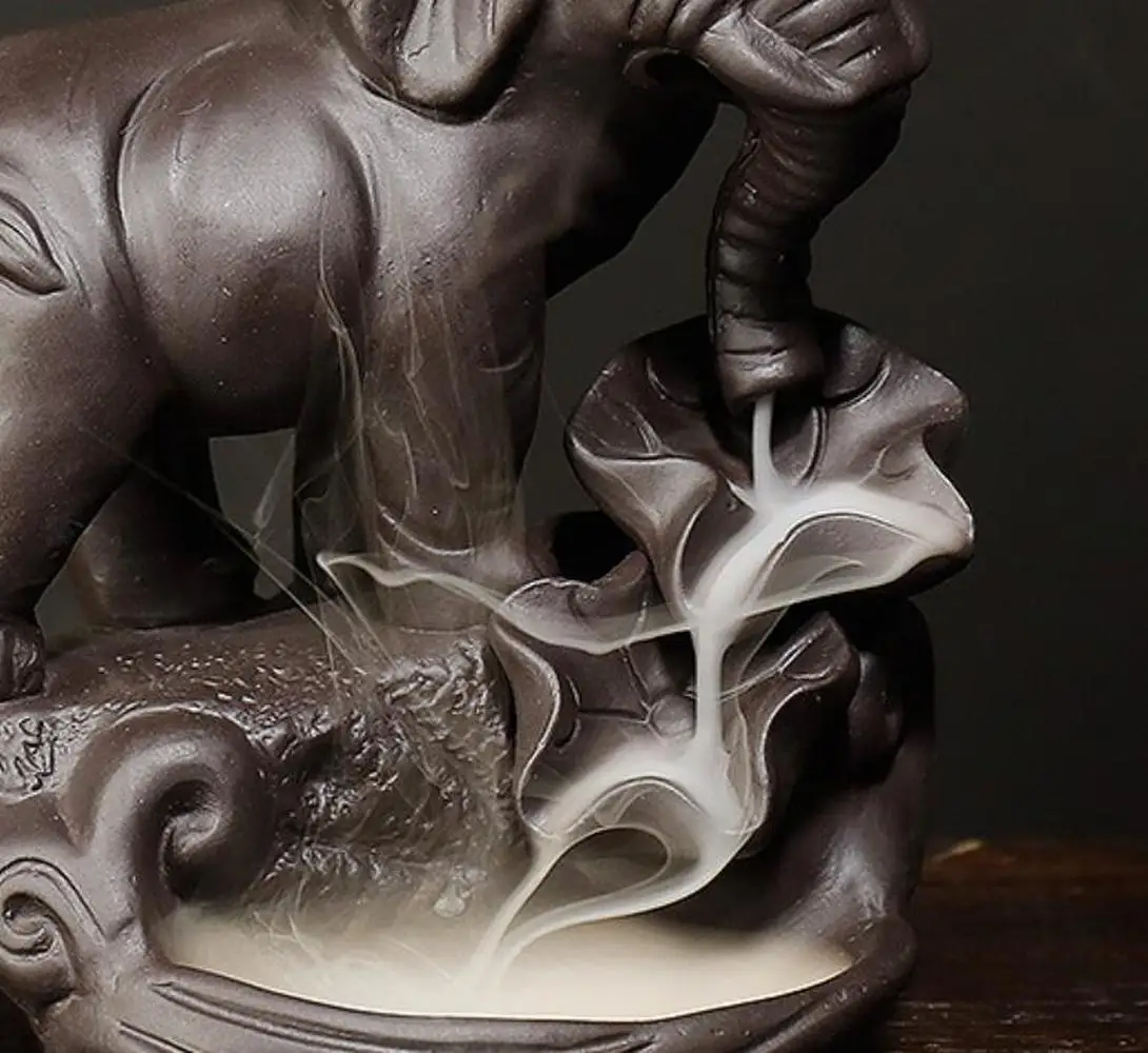 Elephant Backflow Incense Burner Smoke Waterfall Incense Holder Aromatherapy Furnace Mountain River Handicraft Incense Holder
