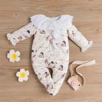 

US Autumn Winter Clothes Newborn Infant Kids Baby Girls Clothes Animal Print Romper Jumpsuit Playsuit Clothes 0-24 months