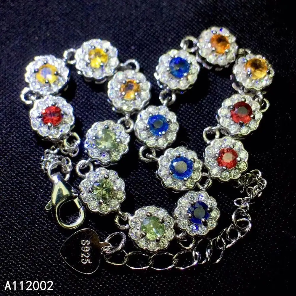 

KJJEAXCMY fine jewelry natural Colored sapphire 925 sterling silver new women gemstone hand bracelet support test popular