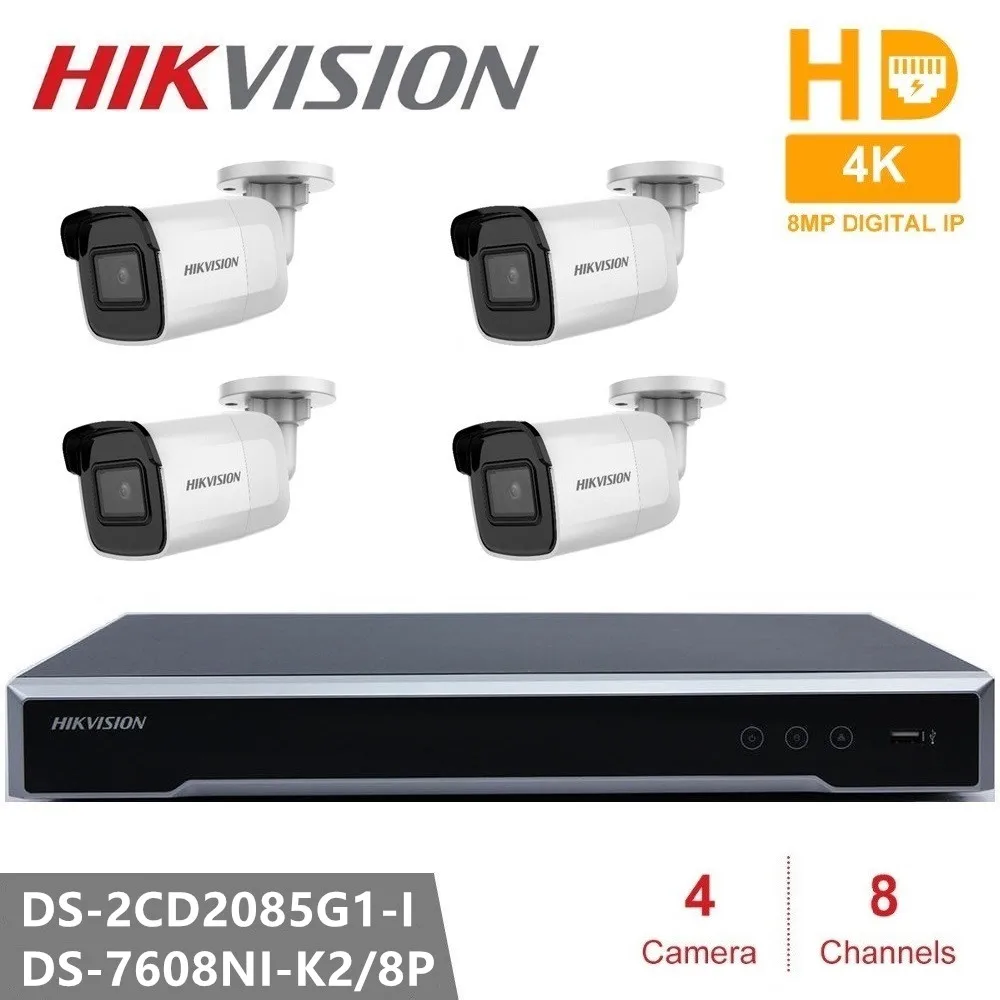 Hikvision CCTV Camera Kits DS-2CD2085G1-I 8MP 20fps Bullet Network CCTV IP Camera H.265+ Darkfighter Hight Quality Night Picture