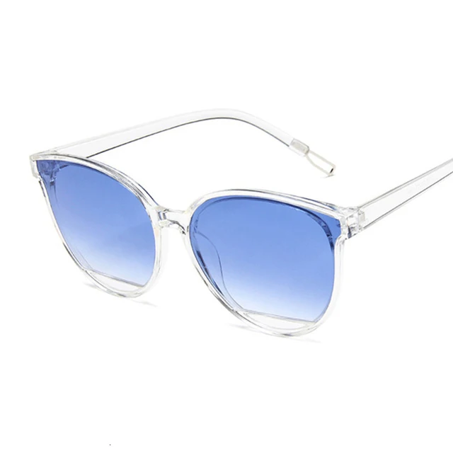New Arrival 2022 Fashion Sunglasses Women Vintage Metal Mirror Classic Vintage Sun Glasses Female Oculos De Sol Feminino UV400 02 Trans Blue